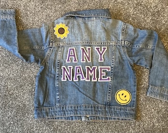 Gepersonaliseerde Custom Denim Jas - Unisex Patch - Aanpasbare Naam Kleur