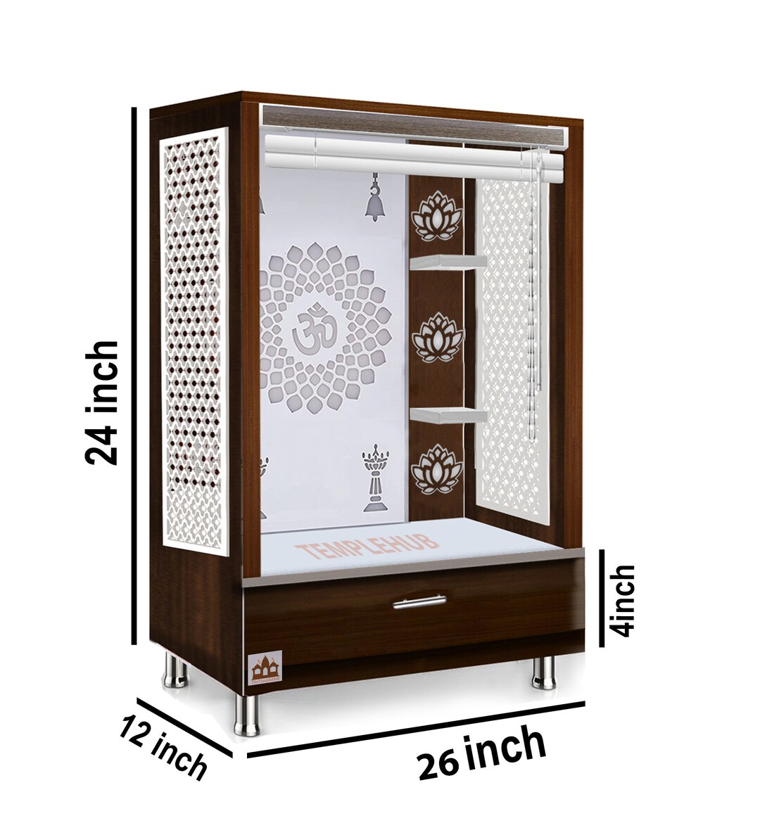 Templehub Wooden Curtain Temple Brown LED Light for Home and Office