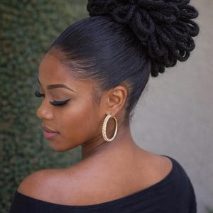 Crochet Loc Bun Ponytail | Drawstring Synthetic Hair, Free Jewelry image 5