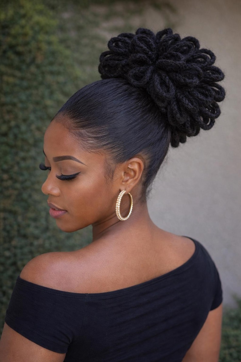 Crochet Loc Bun Ponytail | Drawstring Synthetic Hair, Free Jewelry image 5