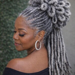 Crochet Loc Bun Ponytail | Drawstring Synthetic Hair, Free Jewelry image 10