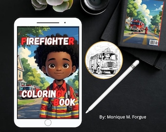 Firefighter Boy Coloring Book | Kids Printable Fire Truck & Rescue Pages | Digital Download Activity Book