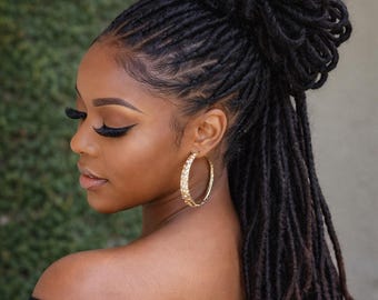 Drawstring Human Hair | Crochet Loc Bun Ponytail | Free Jewelry