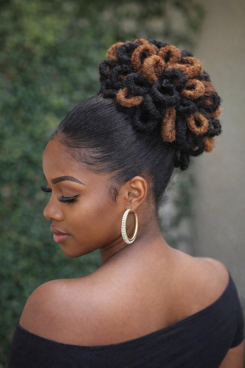 Crochet Loc Bun Ponytail | Drawstring Synthetic Hair, Free Jewelry image 2