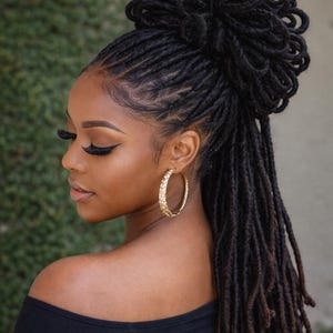 Crochet Loc Bun Ponytail | Drawstring Synthetic Hair, Free Jewelry image 6