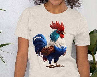 かわいい雄鶏のフランスのマスコットユニセックスTシャツ - 愛らしいフランスのアイコングラフィックTシャツ
