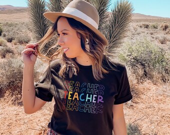 Rainbow teacher shirt, Spanish Teacher Shirt, Teacher Appreciation Gift, Back To School Tee, Teacher Shirt, Maestra shirt