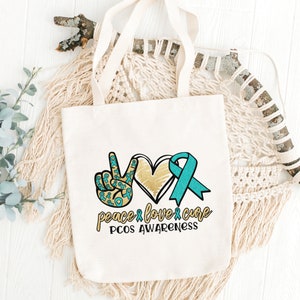 PCOS Awareness Tote bag, Pcos Tote, P.C.O.S. Warrior, PCOS Support Bag, Fighting Pcos, Pcos Gift For Her