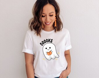 Boooks Ghost Shirt, Ghost books, Halloween Party Teacher Shirt, Librarian Tee, Book lover gift, Bookwork tee, Halloween Teacher Tshirt