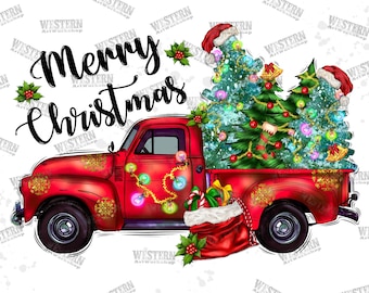 Merry Christmas Truck Png,Merry Christmas Png,Christmas Gift Png,Christmas Tree Png, Christmas Hat Png, Sublimation Design,Digital Download