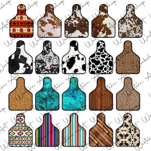 20 Cowhide Leopard Western Cow Tag Png, Western Cow Tag Png, Western, Cow Tag Bundle Png, Cowhide, Leopard, Cow Tag Png, Sublimation Cow Tag