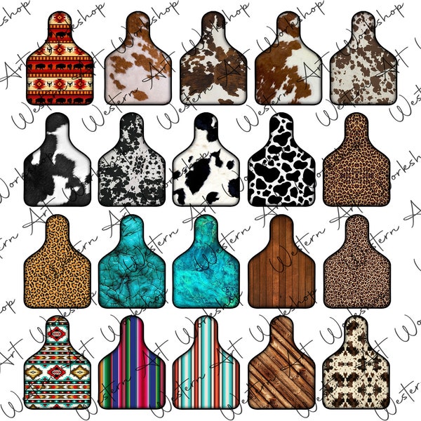 20 Cowhide Leopard Western Cow Tag Png, Western Cow Tag Png, Western, Cow Tag Bundle Png, Cowhide, Leopard, Cow Tag Png, Sublimation Cow Tag