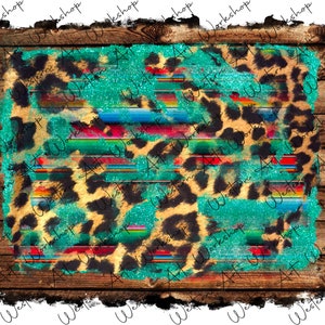 Western Turquoise Leopard Background Png, Western Background Png, Cowhide Sunflower Western Distressed Background Png Design,Sublimation Png