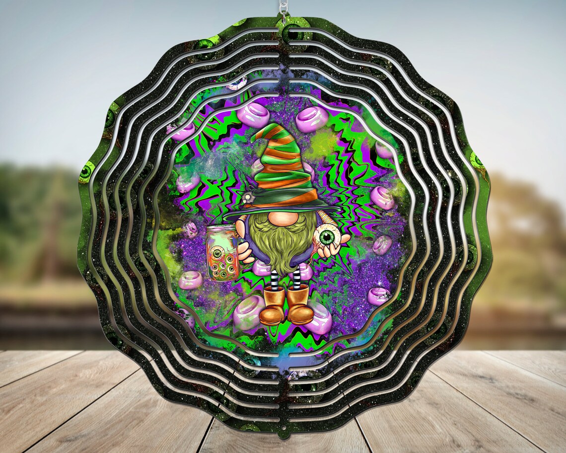 Halloween Gnome Wind Spinner Sublimation Designwind Etsy
