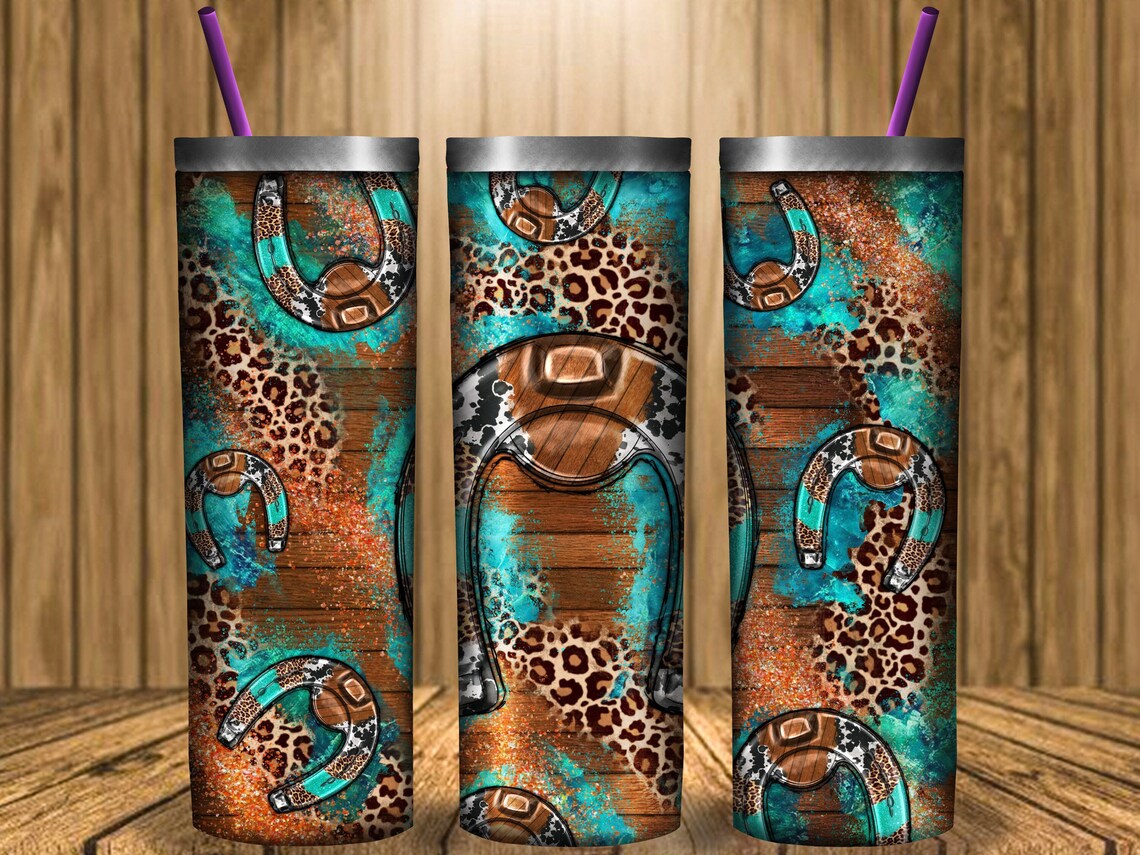 Horseshoe Glitter 20oz Skinny Tumbler Png Western Horseshoe Etsy