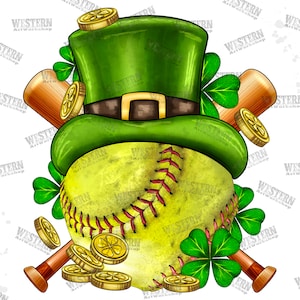 St. Patrick&#39;s Day Softball png sublimation design download, St. Patrick&#39;s Day png, Softball ball png, sport png, sublimate designs download