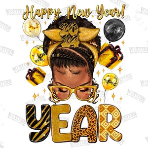 Happy new year afro messy bun png, Merry Christmas png, Happy New Year png, Christmas messy bun png, sublimate designs download