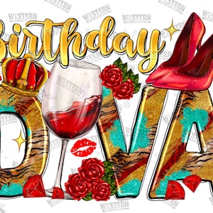 Birthday diva png sublimation design download, birthday party png, birthday queen png, birthday png, sublimate designs download