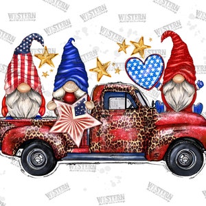 American Gnomes Truck Png, 4th Of July Png, Usa Flag Png, Fireworks Png, Patriotic Gnomes Png,United States Flag Gnomes Png,Digital Download