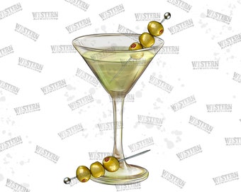 Western Martini Png Sublimation Design, Martini Png,Instant Digital Download,Martini Glass,Alcohol, Dirty Martini,Olive Png,Digital Download