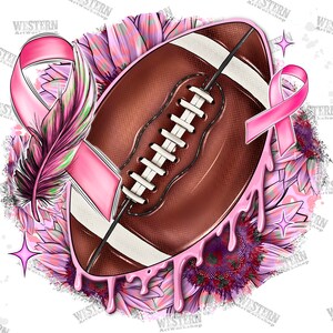 American Football with ribbon PNG , Sublimation design , Breast cancer awareness , Cancer awareness shirt ,Pink ribbon ,Football PNG