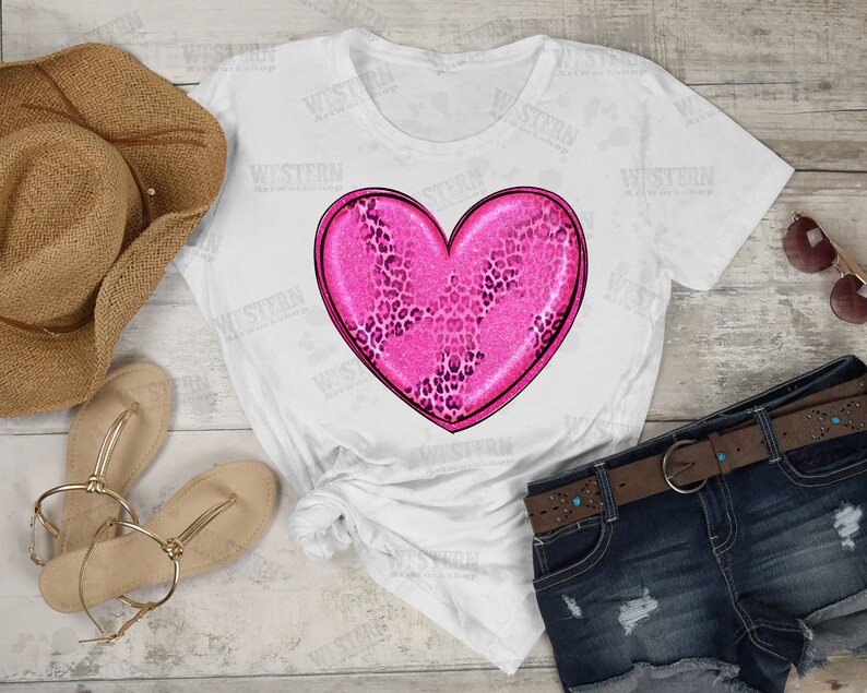 Pink Heart Png Sublimation Design Png, Pink Heart Png, Leopard Heart ...