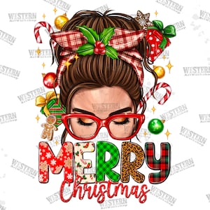 Merry Christmas messy bun png sublimation design download, Merry Christmas png, Christmas afro png, sublimate designs download