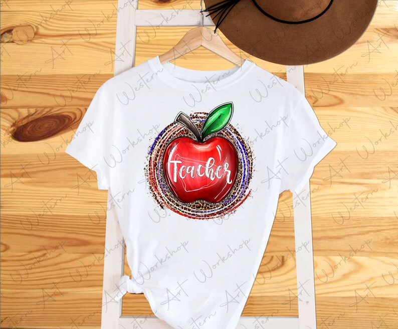 Teacher Apple Leopard Background Png Teacher Apple PNG - Etsy