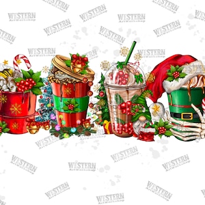 Christmas Coffee Cups Sublimation Designs,Christmas Png,Coffee Sublimation Png,Gnome Png,Christmas Drink Design,Coffees Png,Digital Design