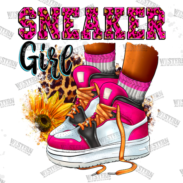 Pink Sneaker Girl Leopard Png, mujer de moda negra uñas largas bebé rosa png diseño de sublimación descargar, manos de mujer negra png, chica zapatilla