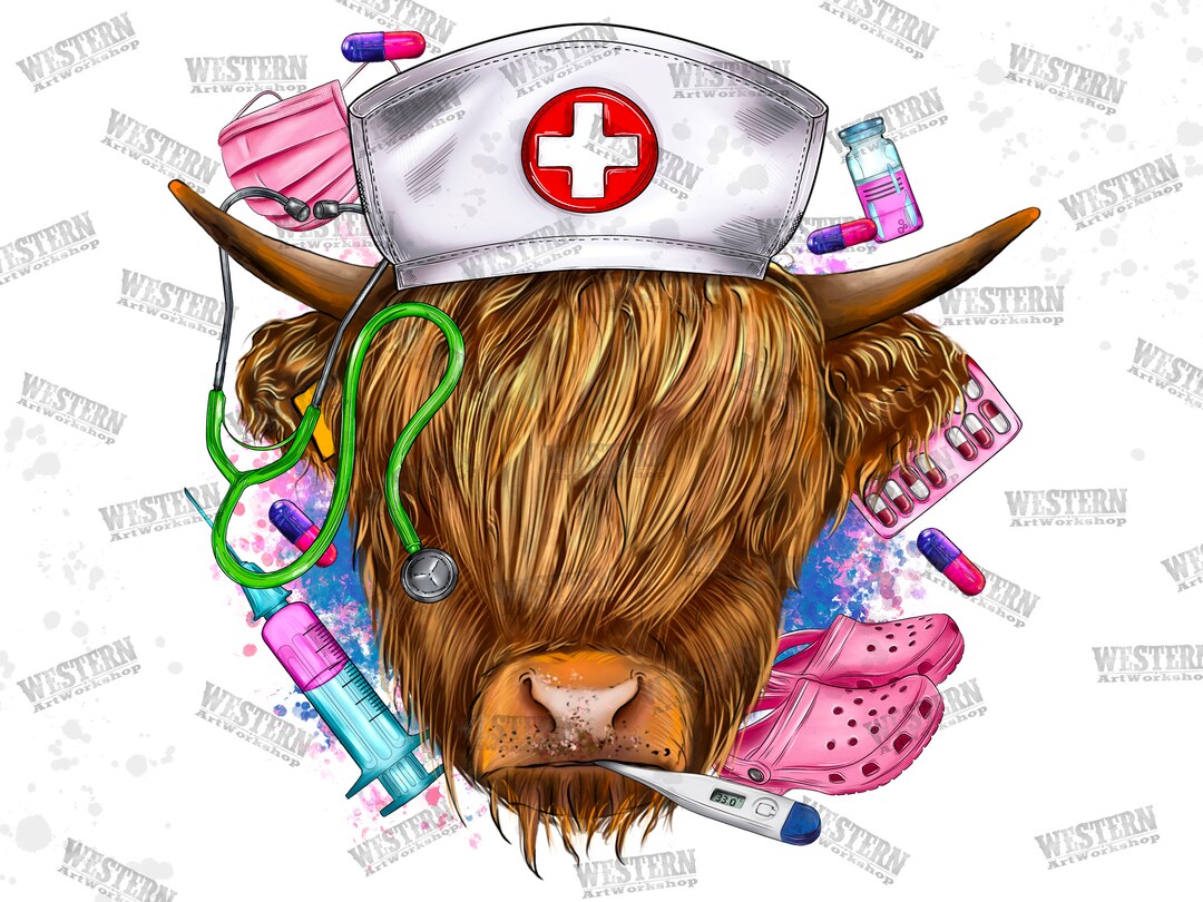 Nurse Cow Png, Sublimation Design, Nurse Png, Nurse Cow Png, Western
