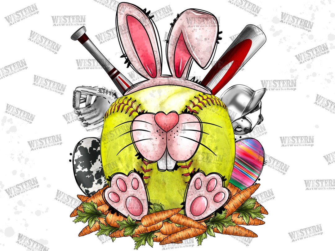 Softball Easter Bunny Png Sublimation Design, Easter Bunny Png