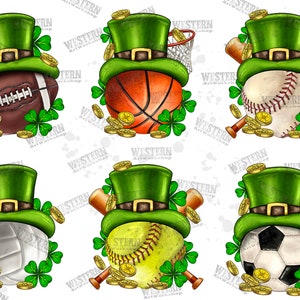 6 Png-  St. Patrick&#39;s Day Sport Bundle Png Sublimation Design, St. Patrick&#39;s Day Png, Baseball, Soccer png, Softball png, Basketball Png