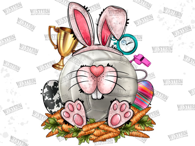 Volleyball Easter Bunny Png Sublimation Design Easter Bunny Etsy