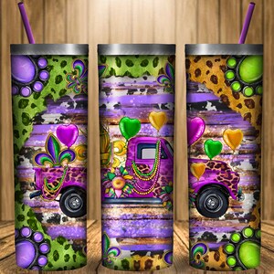Mardi Gras Truck Tumbler Png Sublimation Design,20oz Skinny Tumbler,Mardi Gras Tumbler,Mardi Gras Mask,Mardi Gras Truck Png,Digital Download