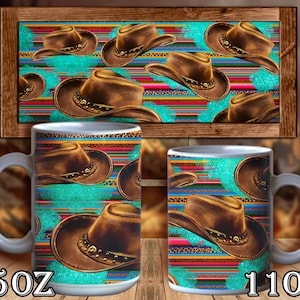 Cowboy Hat Serape Mug Sublimation png, Cowboy Hat Design Png, Western Png,Cowboy Sublimation Png, Western Mug Png, Téléchargement numérique