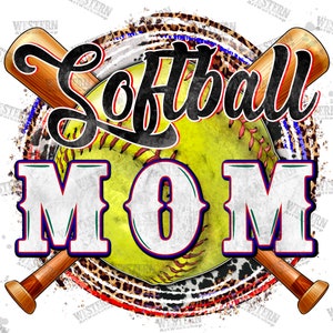 Softball Mom Png, Softball Shirt Design, Softball Mom With Leopard Background Png, Sports Png, Softball Mom Design, Sublimation Softball Png