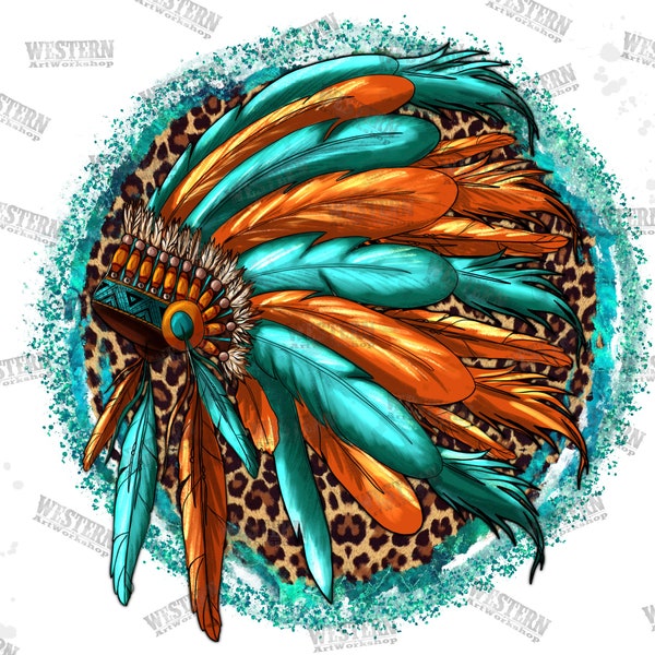 Western Indian Headdress Sublimation Png, Indian Headdress Png, Sublimation Design, Indian Png, Indian Headdress Png, Indian Feather