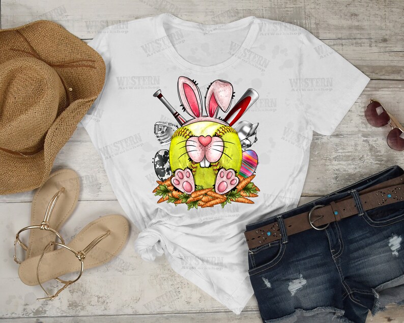 Softball Easter Bunny Png Sublimation Design Easter Bunny Etsy