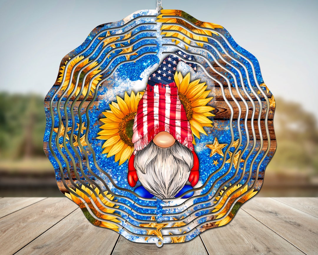 American Gnome Wind Spinner Sublimation Design, Gnome Wind Spinner