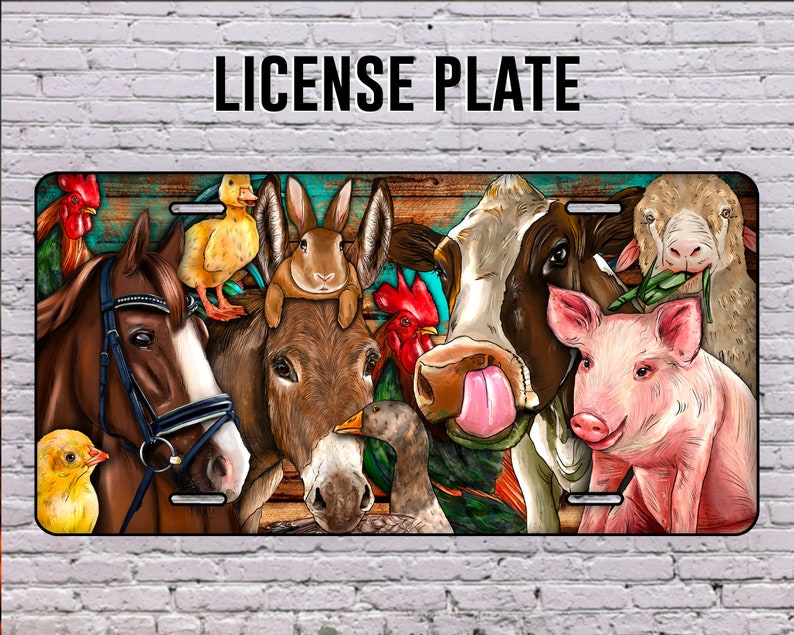Western Farm Animals License Plate Png Cow License Plate Etsy