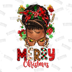 Merry Christmas afro messy bun png sublimation design download, Messy bun png, Merry Christmas png,afro woman png,sublimate designs download