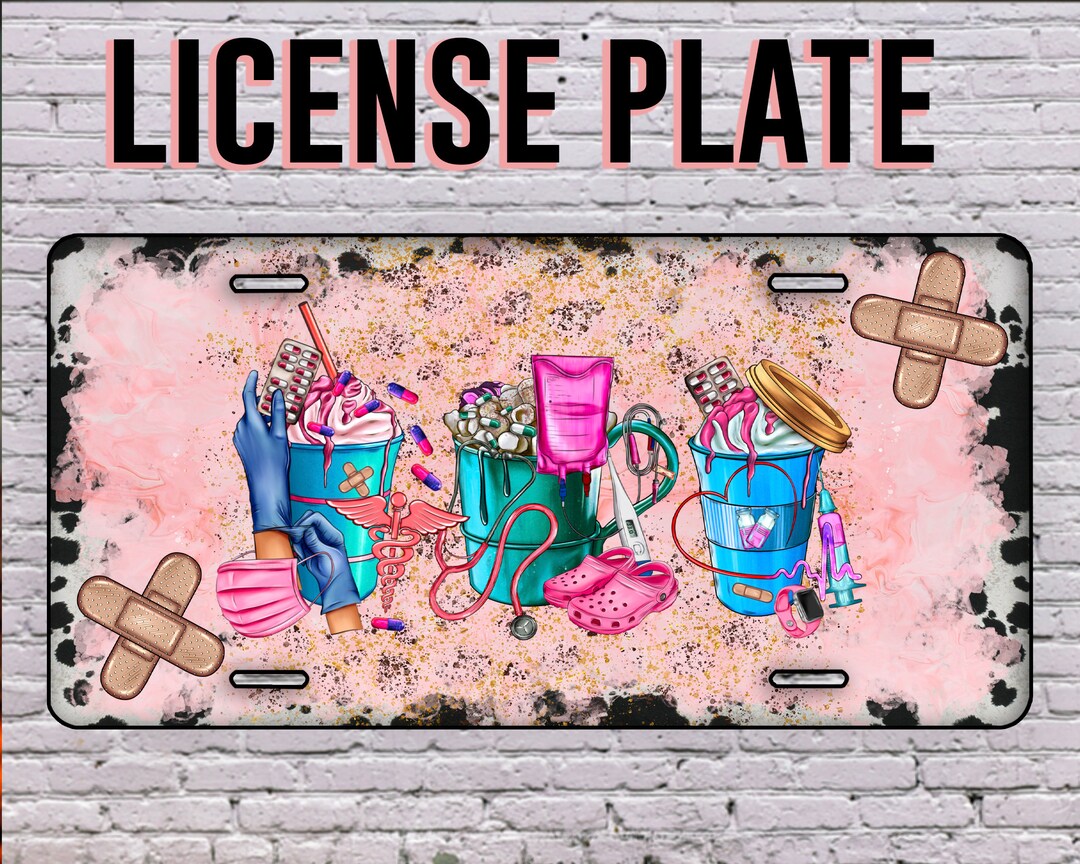 Nurse Coffee Cup License Plate Pngnurse Coffee Sublimation Etsy