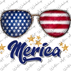 Merica USA Flag Sun Glasses Png, Merica Sunglasses Png, Fourth of July Png, 4th of July Sunglasses Png, America Sublimation Sunglasses Png