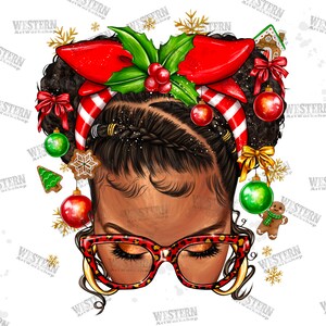 Cute afro messy bun png sublimation design download, Messy bun png, Merry Christmas png,afro woman png,sublimate designs download