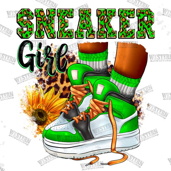 Green Sneaker Girl Leopard Png,Black fashion woman long nails baby Green png sublimation design download, black woman hands png,sneaker girl
