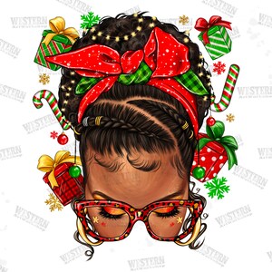 Christmas afro messy bun png, Merry Christmas png, Happy New Year png,Christmas messy bun png,Xmas Messy Bun Png,Sublimate designs download