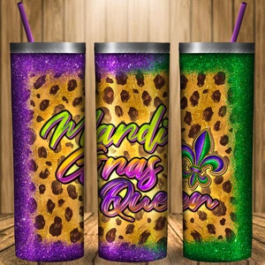 Mardi Gras Queen Tumbler Png Sublimation Design,20oz Skinny Tumbler Png,Mardi Gras Tumbler,Queen Tumbler,Mardi Gras Png,Digital Download