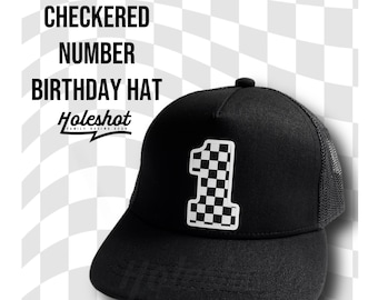 Birthday Number Hat, first Birthday Hat, Fast One Theme Smash Cake, Two Fast, Second Birthday, Need 4 Speed, Checkered Toddler Youth Hat,