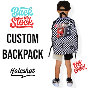 Personalized BackPack, Checkered Backpack, Checkered School Bag, Custom Backpack, Pre School Back Pack, Racing bag, Personalized Backpack